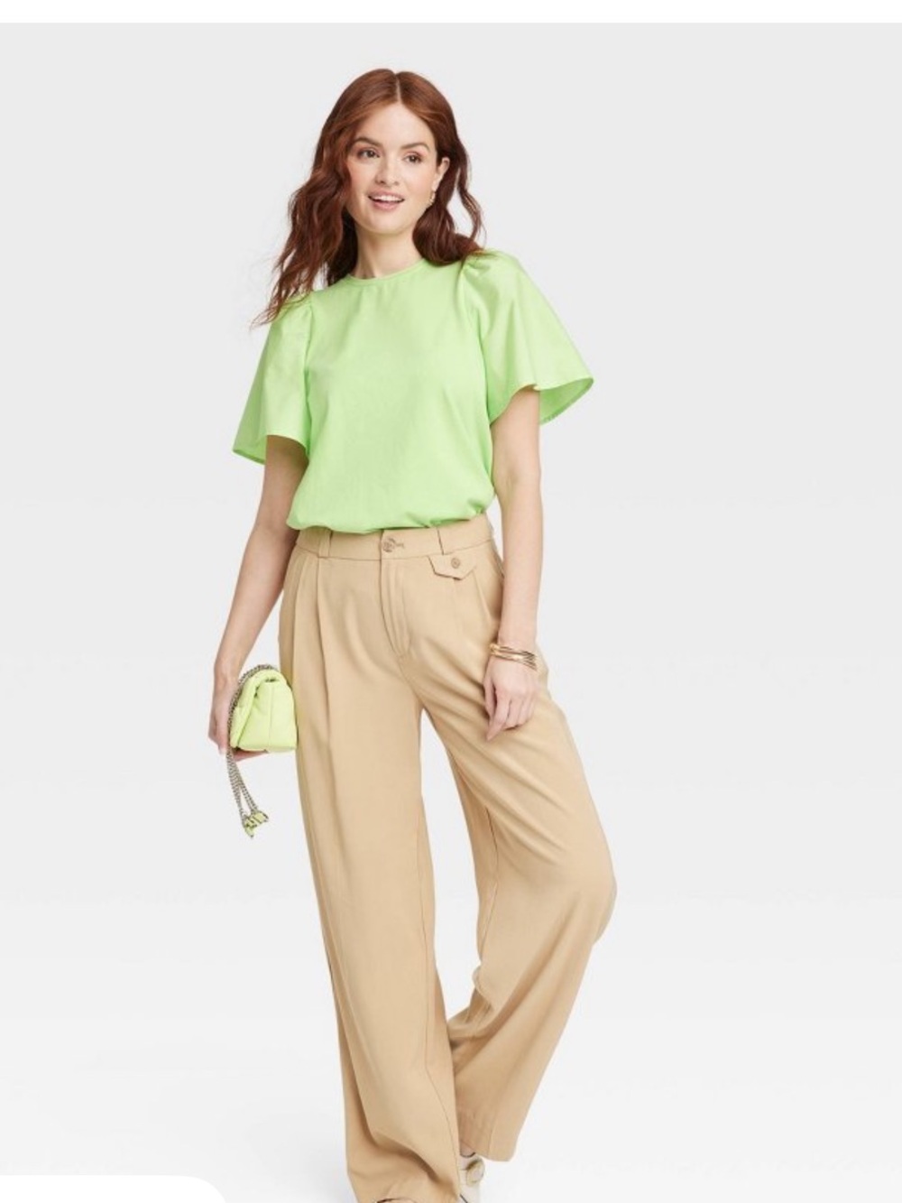 Women's KTW Puff Elbow Sleeve T-Shirt - A New Day™ Lime Green
